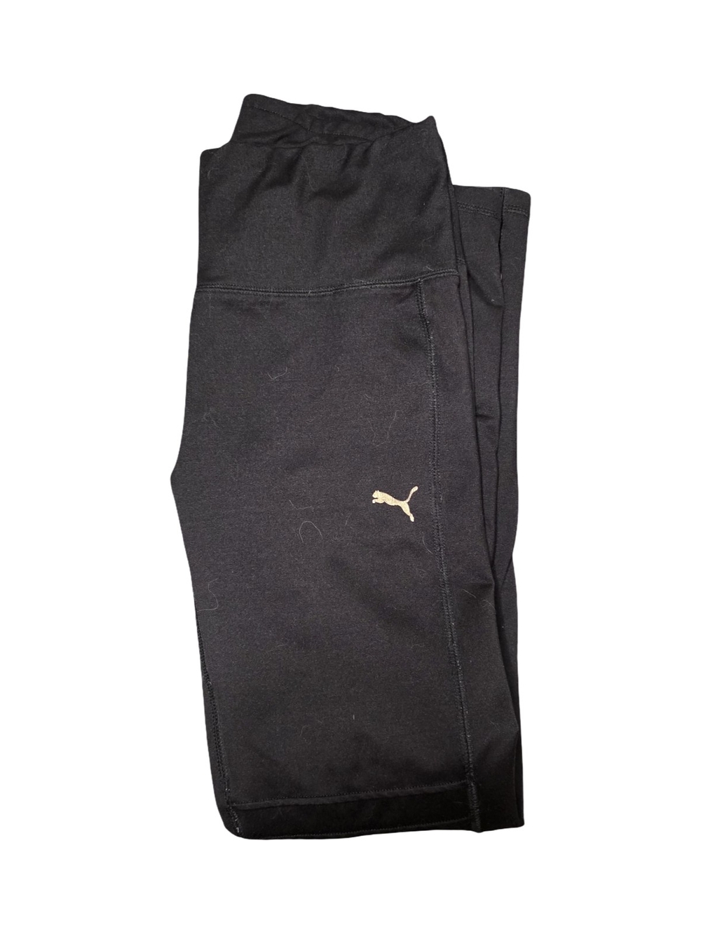 Puma Women’s Black High Rise Leggings Size Medium Gold Logo 27” Inseam